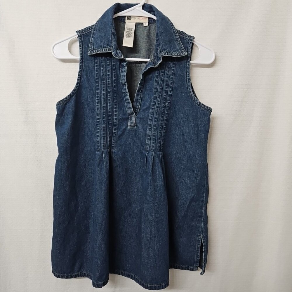 Womens Sz Small Tomorrow's Mother Sport Denim Maternity Top Blouse western boho
